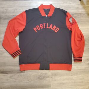 RARE Portland Trail Blazers Jacket Mens 2XL Adidas Red Full Zip Warm Up NBA 90s